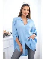 Bavlněná mušelínová košile modrý Bavlněná mušelínová košile modrý