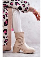 Dámské Teplé Kozačky Na Podpatku Béžove model 21596753 - Boto