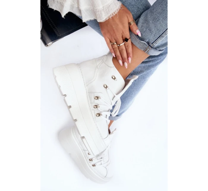 Zazoo 3416 Kožené Dámské Sportovní Boty Bílé