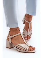 dámské sandály na podpatku  Béžové model 21659197 - SERGIO LEONE