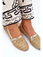 Elegantní Kožené Espadrilky S Pletením Béžovo-Zlaté Zazoo 10178