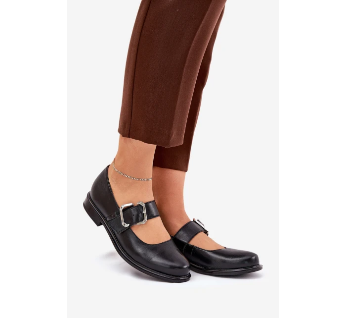 Kožené dámské polobotky s přezkou Laura model 21690042 Černé - Laura Messi