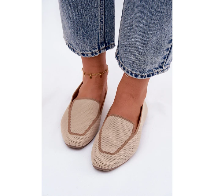 Dámské mokasíny z textilu Ploché Béžové Selisa