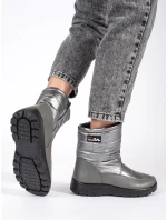 Praktické dámské šedo-stříbrné sněhule platforma Praktické dámské šedo-stříbrné sněhule platforma