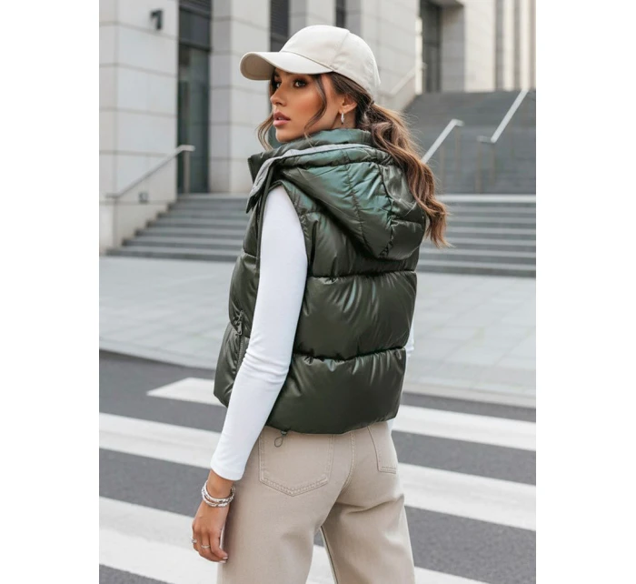Dámská prošívaná vesta OSHE zelená FashionStreet TY3704