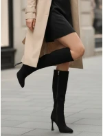 Dámské černé semišové boty FashionStreet ZY1335 Dámské černé semišové boty FashionStreet ZY1335