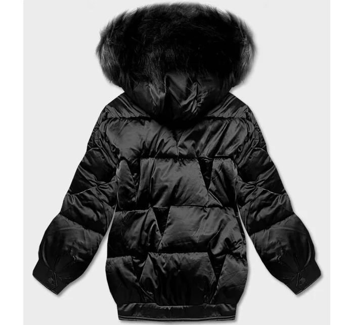 Černá krátká oversize bunda (H-1109-01) Černá krátká oversize bunda (H-1109-01)
