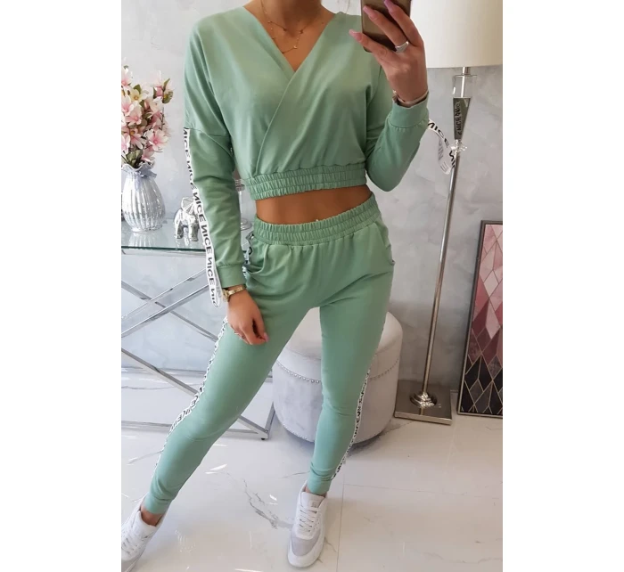 Sada s ozdobnými stuhami tmavě mátová