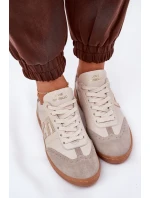 Kožené Sportovní Boty Tenisky Dámské Panterka model 21686778 Béžové - CheBello Kožené Sportovní Boty Tenisky Dámské Panterka model 21686778 Béžové - CheBello