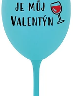 VÍNO JE MŮJ VALENTÝN - tyrkysová sklenice na víno 350 ml
