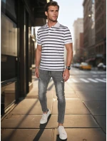 Pánská pruhovaná polokošile bílá FashionStreet PX0638