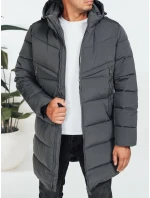 Pánská zimní bunda s kapucí tmavě šedá prošívaná TX5071