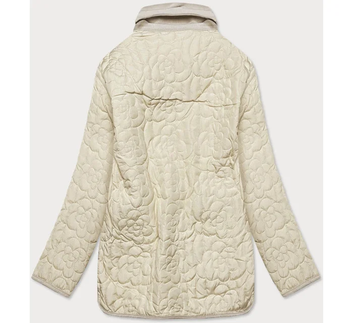 Tenká dámská bunda v krémové barvě s ozdobným prošíváním (JIN226) Tenká dámská bunda v krémové barvě s ozdobným prošíváním (JIN226)
