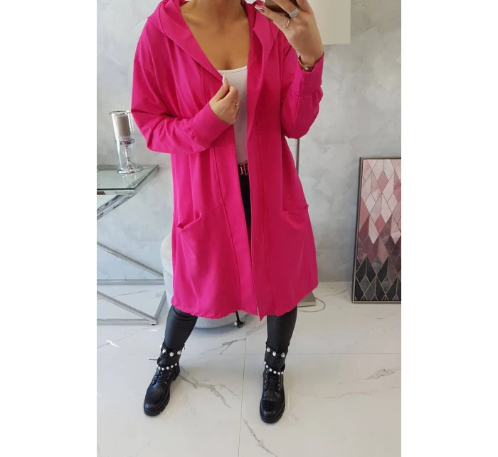 Pláštěnka oversize s kapucí fuchsiová