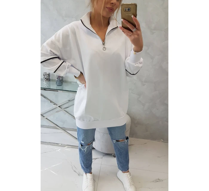 Mikina se zipem a kapsami bílá