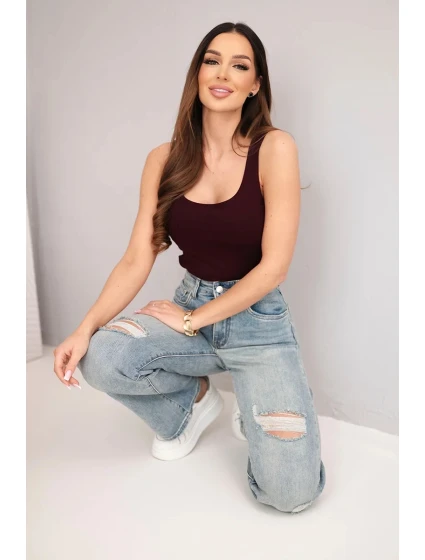 Dámské kalhoty se širokou nohavicí a model 22010252 džínové - K-Fashion