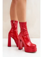 Lakované Botky Na Platformě A Vysokém Podpatku Červené Lotisha