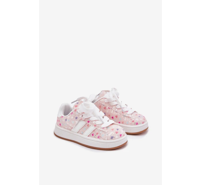 Lesklé Dětské Sportovní Boty Srdíčka Růžové Tessina Lesklé Dětské Sportovní Boty Srdíčka Růžové Tessina
