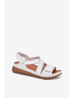 Dámské Kožené Sandály Na Suchý Zip model 21702019 Bílé - Maciejka