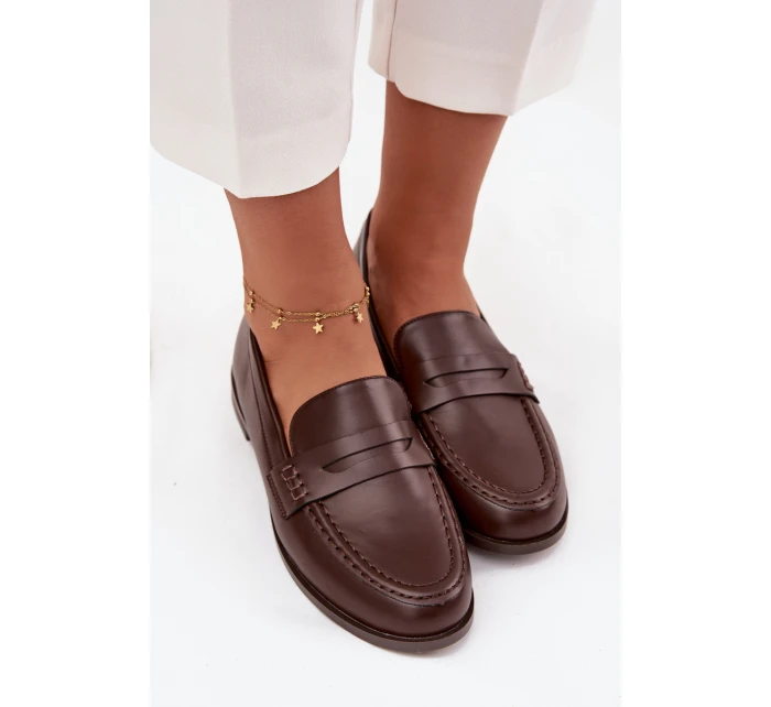 Dámské mokasíny (loafersy) z eko kůže Bessina – čokoládové Dámské mokasíny (loafersy) z eko kůže Bessina – čokoládové