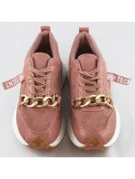 Růžové sportovní boty s řetízkem model 17209347 Růžové sportovní boty s řetízkem model 17209347