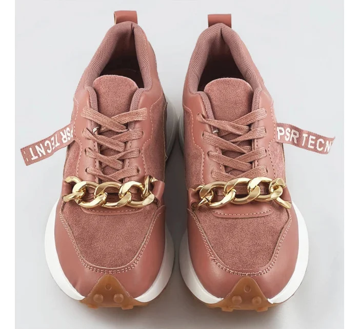 Růžové sportovní boty s řetízkem model 17209347 Růžové sportovní boty s řetízkem model 17209347