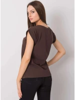 Tmavě hnědé bavlněné dámské tričko T-shirt s ohrnutými rukávky Feel Good (4833.24P) Tmavě hnědé bavlněné dámské tričko T-shirt s ohrnutými rukávky Feel Good (4833.24P)
