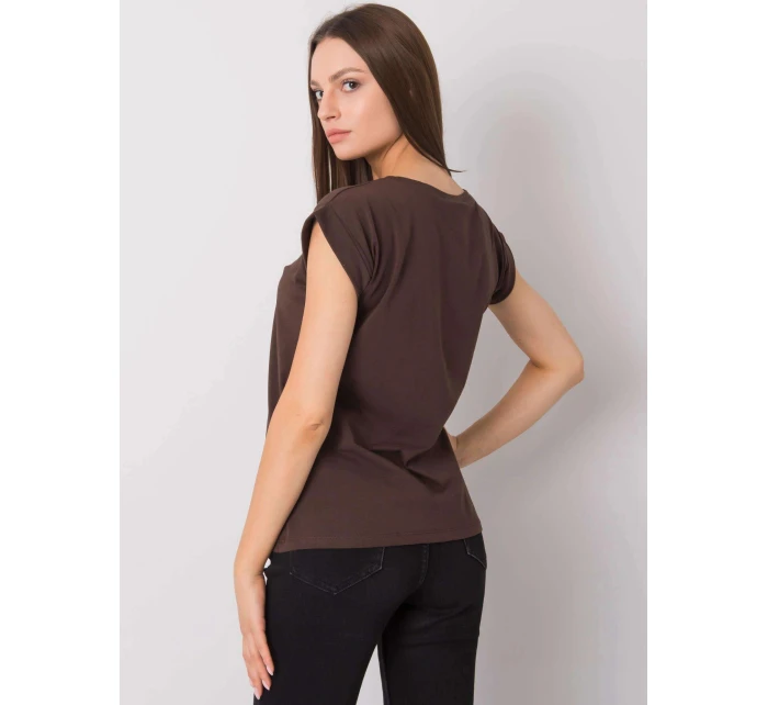 Tmavě hnědé bavlněné dámské tričko T-shirt s ohrnutými rukávky Feel Good (4833.24P) Tmavě hnědé bavlněné dámské tričko T-shirt s ohrnutými rukávky Feel Good (4833.24P)