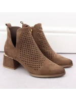 Semišové boty na podpatku W model 21996771 hnědé - Potocki Semišové boty na podpatku W model 21996771 hnědé - Potocki