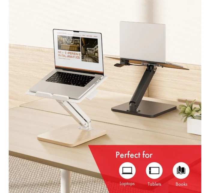 STOLNÍ STOJAN MACLEAN PRO MONITOR NEBO NOTEBOOK, PLYNOVÁ PRUŽINA, PRO STÁNÍ I SEZENÍ, ČERNÝ MC-493