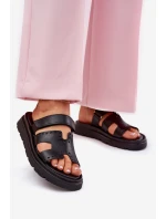 Dámské Pantofle Z Přírodní Kůže Na Platformě Zazoo 40440 Černé Dámské Pantofle Z Přírodní Kůže Na Platformě Zazoo 40440 Černé