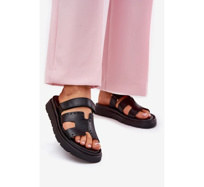 Dámské Pantofle Z Přírodní Kůže Na Platformě Zazoo 40440 Černé Dámské Pantofle Z Přírodní Kůže Na Platformě Zazoo 40440 Černé