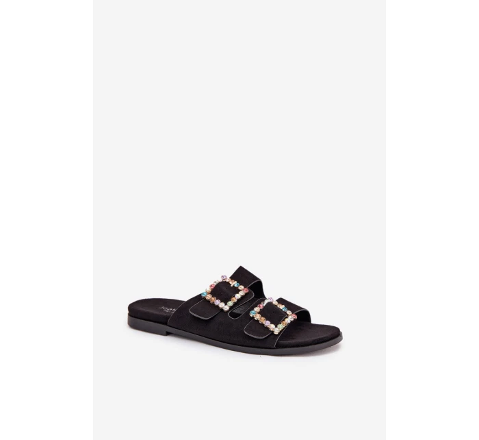 Sandály S Přezkami Na Ploché Podpatky Černé model 21705548 - Boto