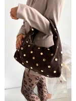 Kožená semišová taška s ozdobou čokoládová model 21728401 - Boto Kožená semišová taška s ozdobou čokoládová model 21728401 - Boto