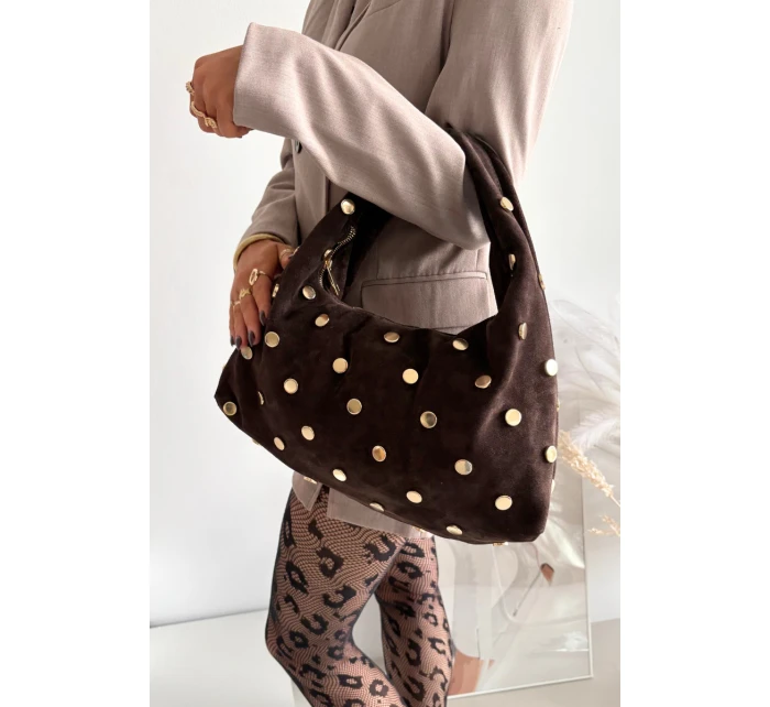 Kožená semišová taška s ozdobou čokoládová model 21728401 - Boto Kožená semišová taška s ozdobou čokoládová model 21728401 - Boto