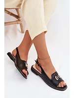 Dámské sandály na nízkém podpatku s ozdobou S.Barski KV61-6037 Černé