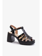Dámské lakované sandály na vysokém podpatku, Black Aninifer Dámské lakované sandály na vysokém podpatku, Black Aninifer