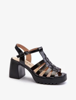 Dámské lakované sandály na vysokém podpatku, Black Aninifer