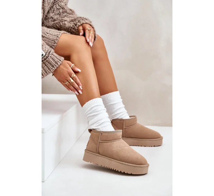 Dámské Semišové Sněhule Na Platformě Béžové Nereviana