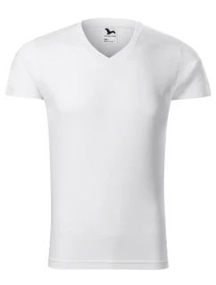 Slim Fit V-neck tričko pánské bílá
