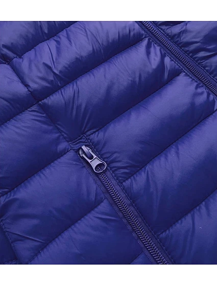 Tmavě modrá prošívaná dámská bunda model 16150446 - J.STYLE Tmavě modrá prošívaná dámská bunda model 16150446 - J.STYLE