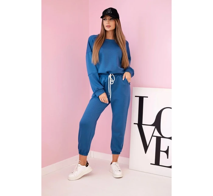 Komplet teplákové + kalhoty máslová látka denim Komplet teplákové + kalhoty máslová látka denim