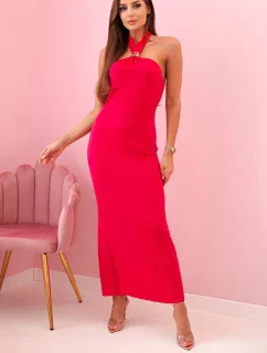 Dámské šaty s potiskem na ramínka s vázáním fuchsie