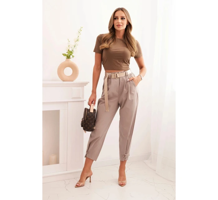 Kalhoty Summer Punto s uzávěrem na nohavicích fango