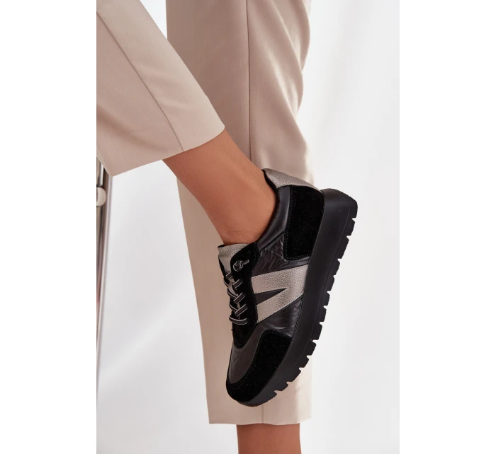 Dámské tenisky na platformě model 21712571 Černé - VINCEZA