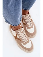 Kožené semišové dámské tenisky model 22076948 béžové - Zazoo