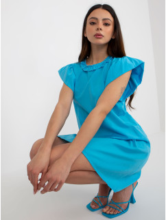 Modré rozevláté bavlněné šaty