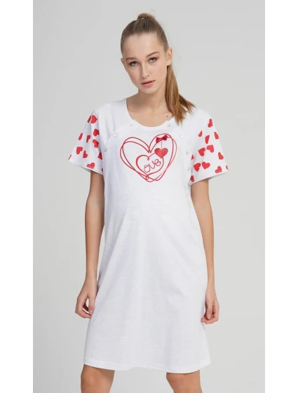 Dámská noční košile mateřská Love Světle šedá s potiskem - Vienetta