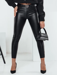 Dámské kalhoty z voskované kůže WAXSTEP black FashionStreet UY2318