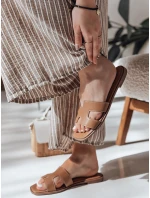 KLASSINO khaki FashionStreet dámské žabky s výřezem ZY0881